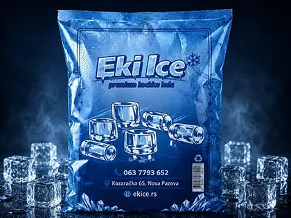 Plava kesa sa premium kockicama leda „Eki Ice